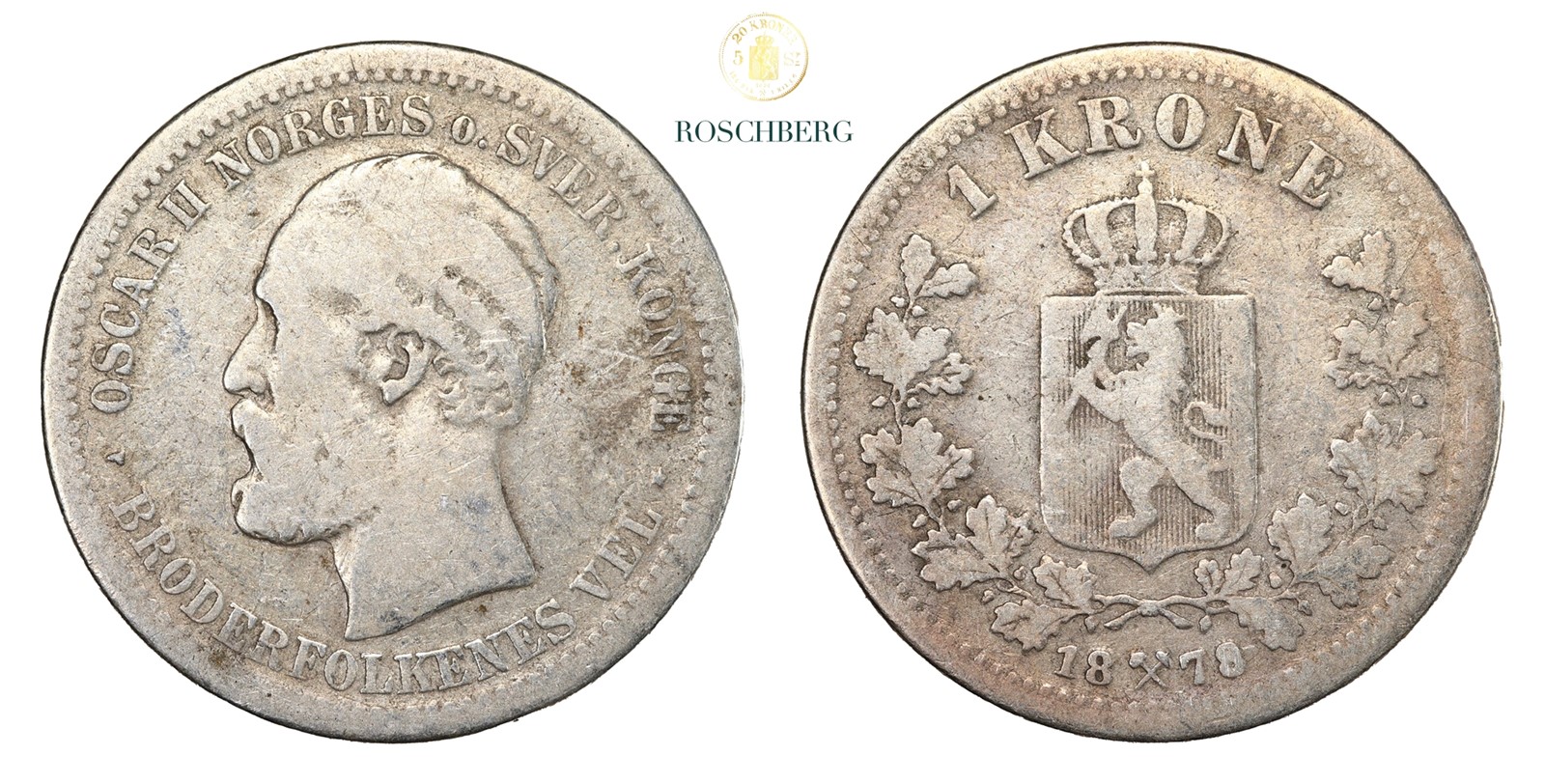 Norge 1 Krone 1878 Kv 1-/2