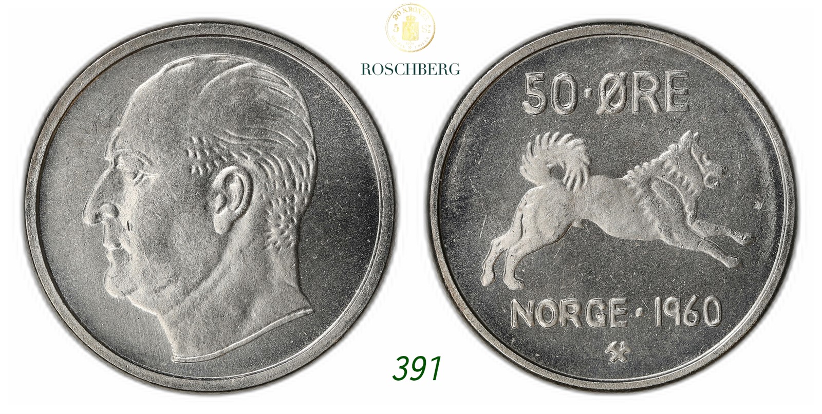 NORWAY. Olav V. 50 Øre 1960.