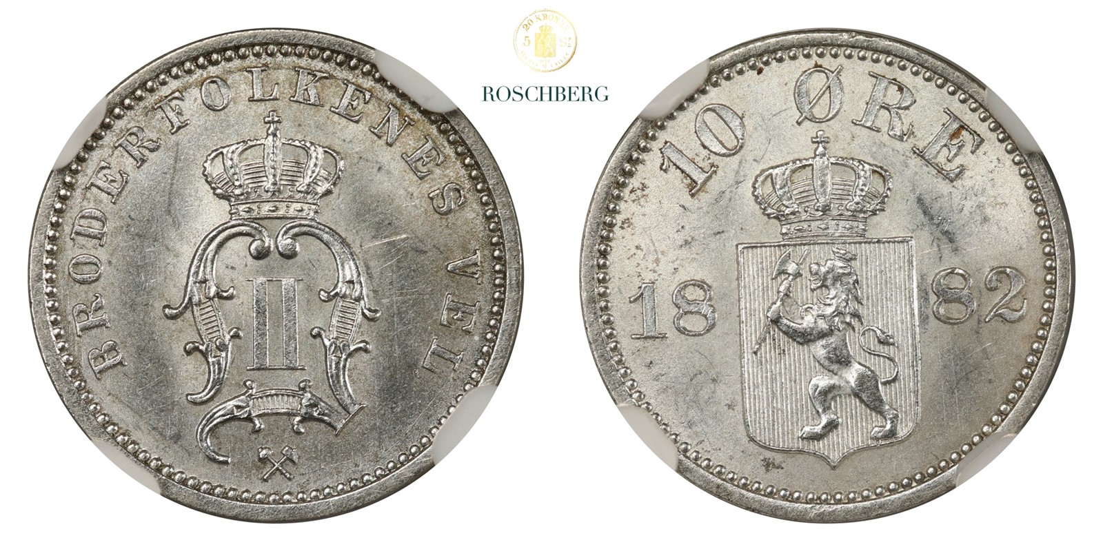 Norge 10 Øre 1882 NGC MS63