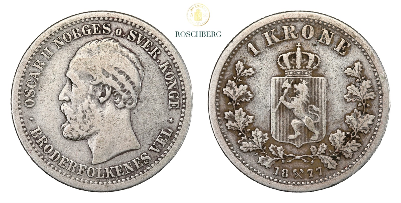 Norge 1 Krone 1877 Kv 1/1+