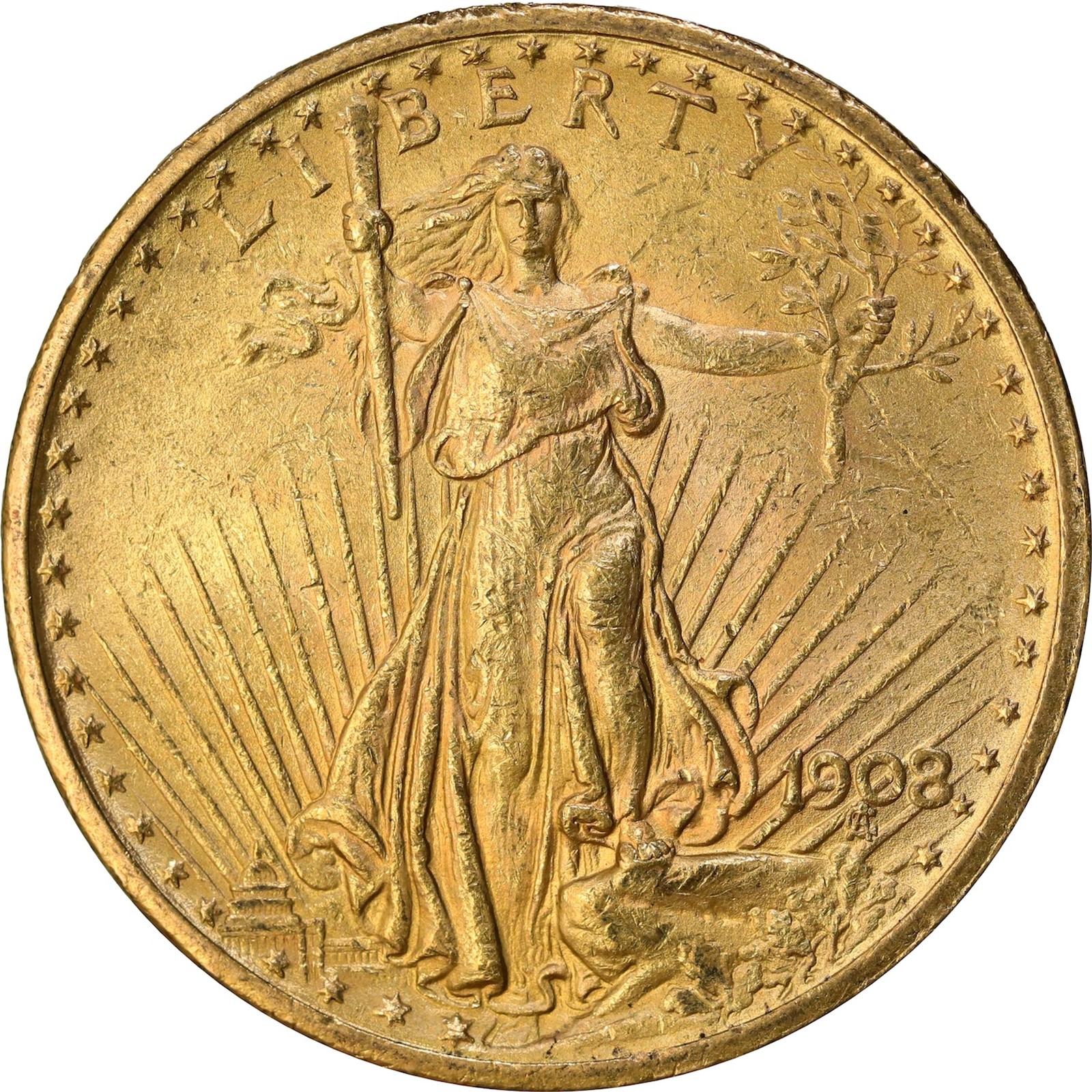 USA. St. Gaudens $20 1908 UNC