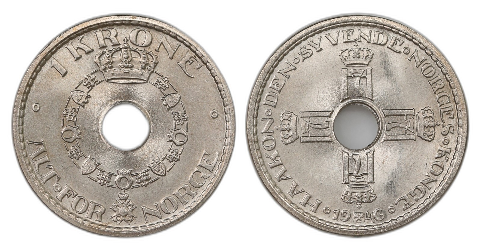 Norway. Haakon VII. 1 Krone 1946. Kv 0.