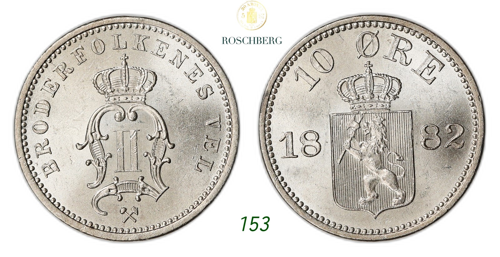 NORWAY. Oscar II. 10 Øre 1882.