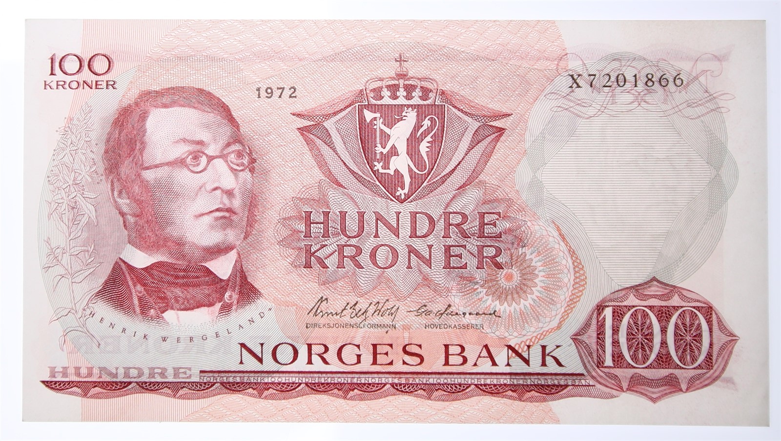 NORWAY. Type 5. 100 Kroner 1972-X. Kv 0/01 (UNC).