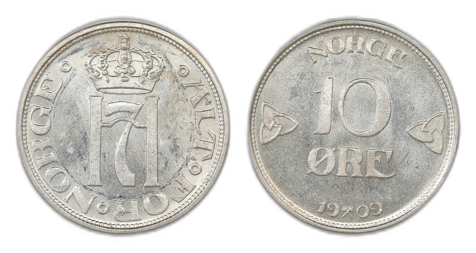 Norway. Haakon VII. 10 Øre 1909. Kv 0.