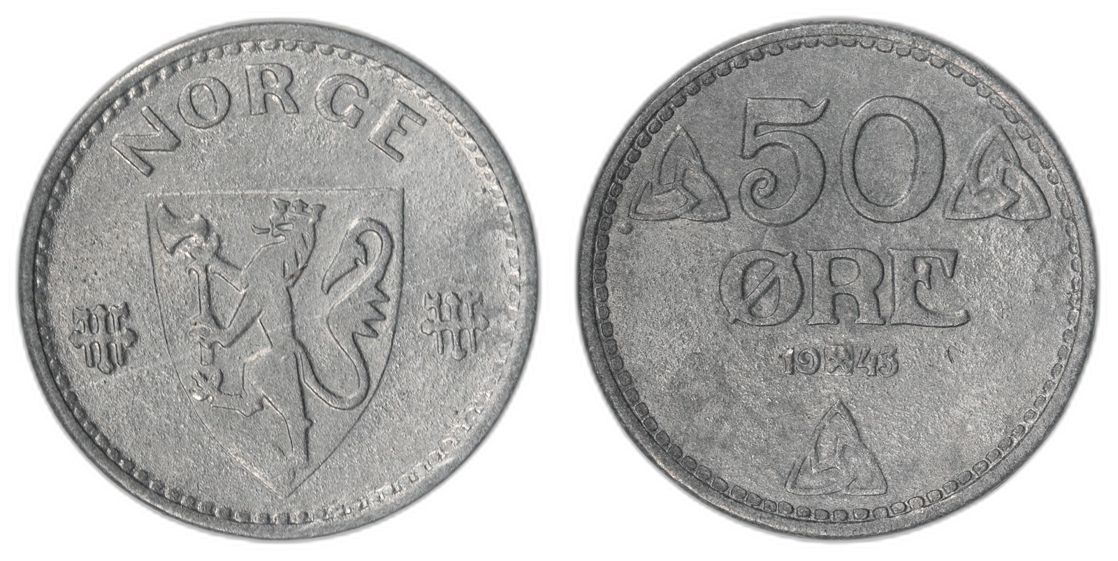 NORWAY. Haakon VII. 50 Øre 1943. Kv 0 (UNC).