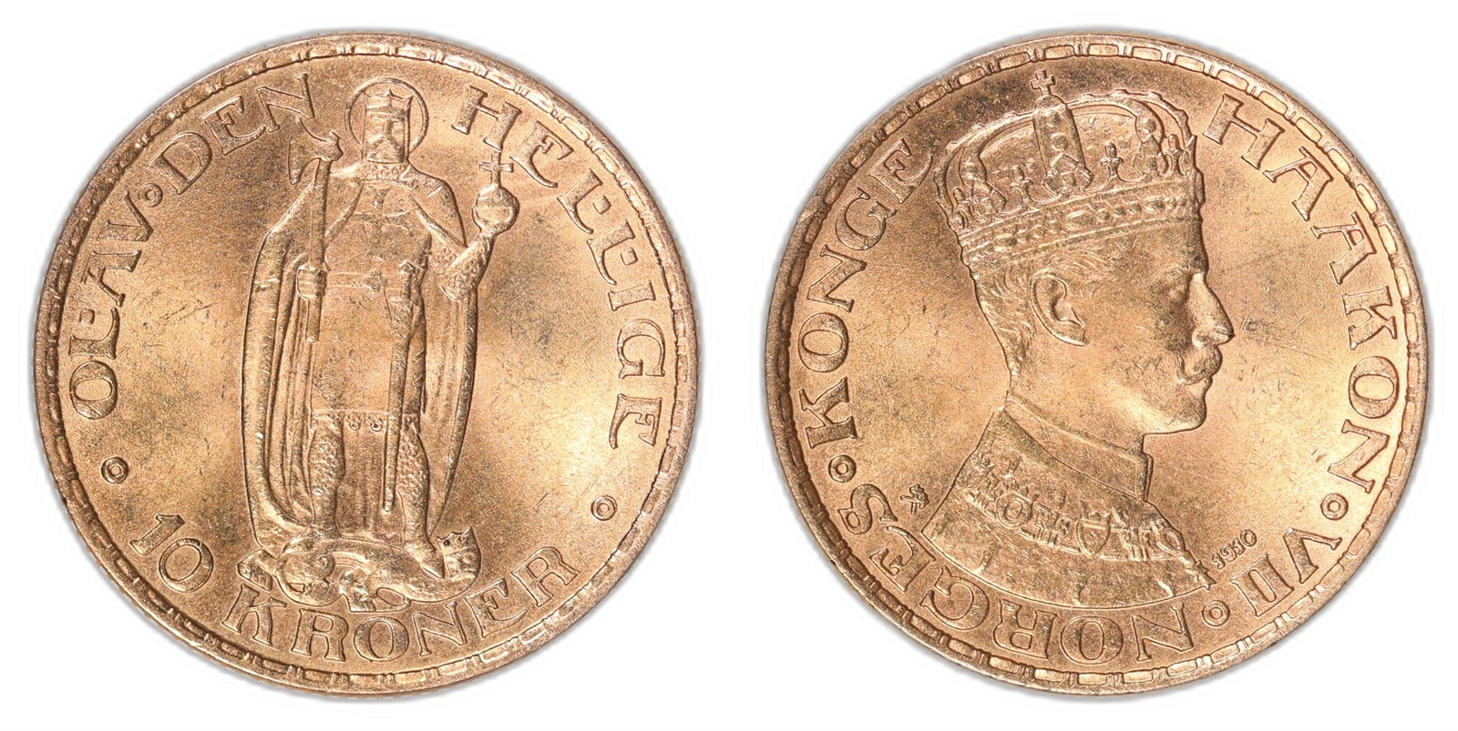 NORWAY. Haakon VII. 10 Kroner 1910. Kv 0/01 (UNC).