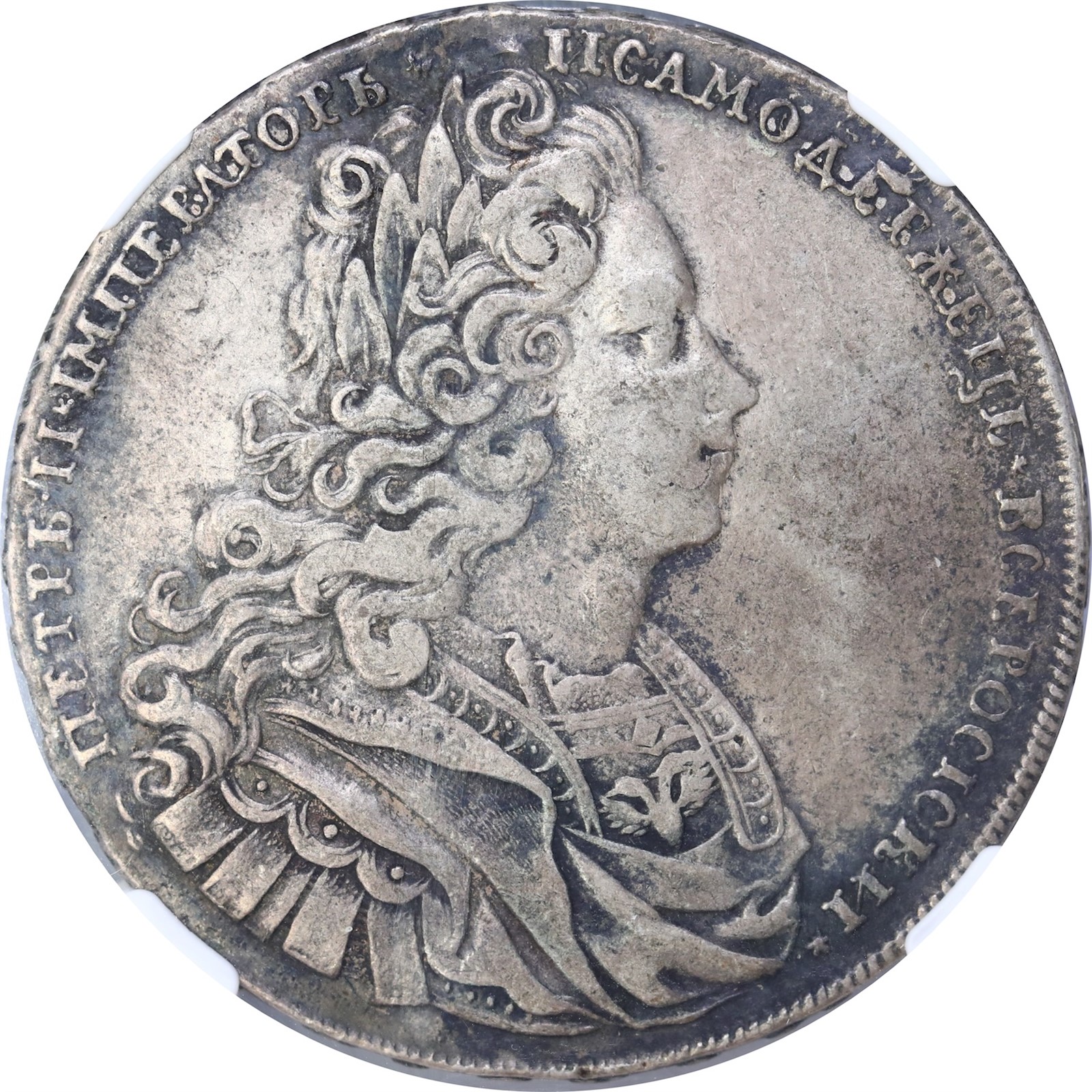 RUSSIA. Peter II. Rouble 1727 NGC VF30