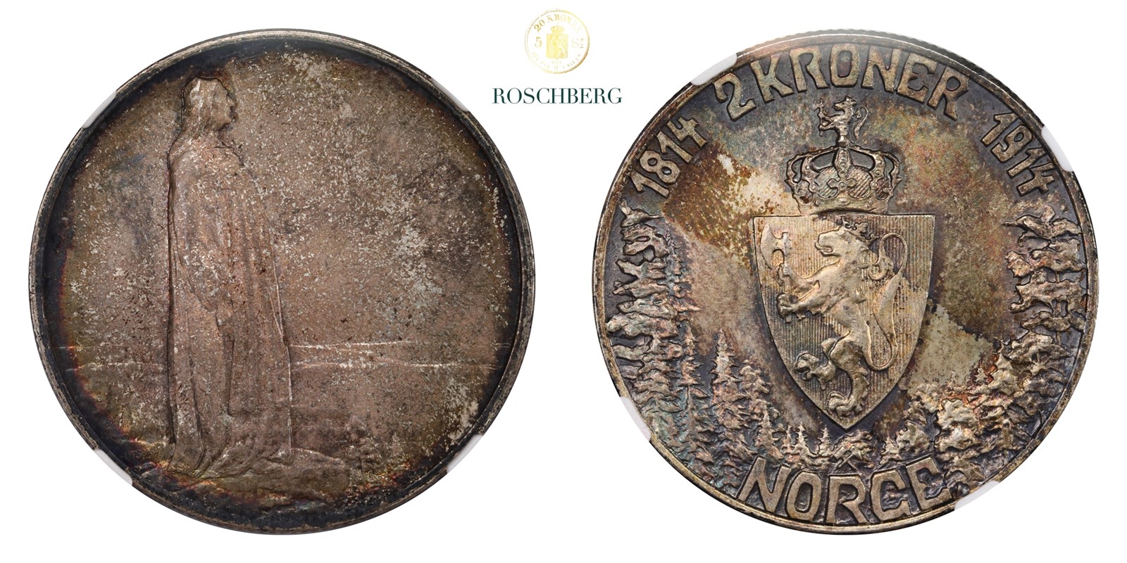 Norge 2 Kroner 1914 MN NGC MS63