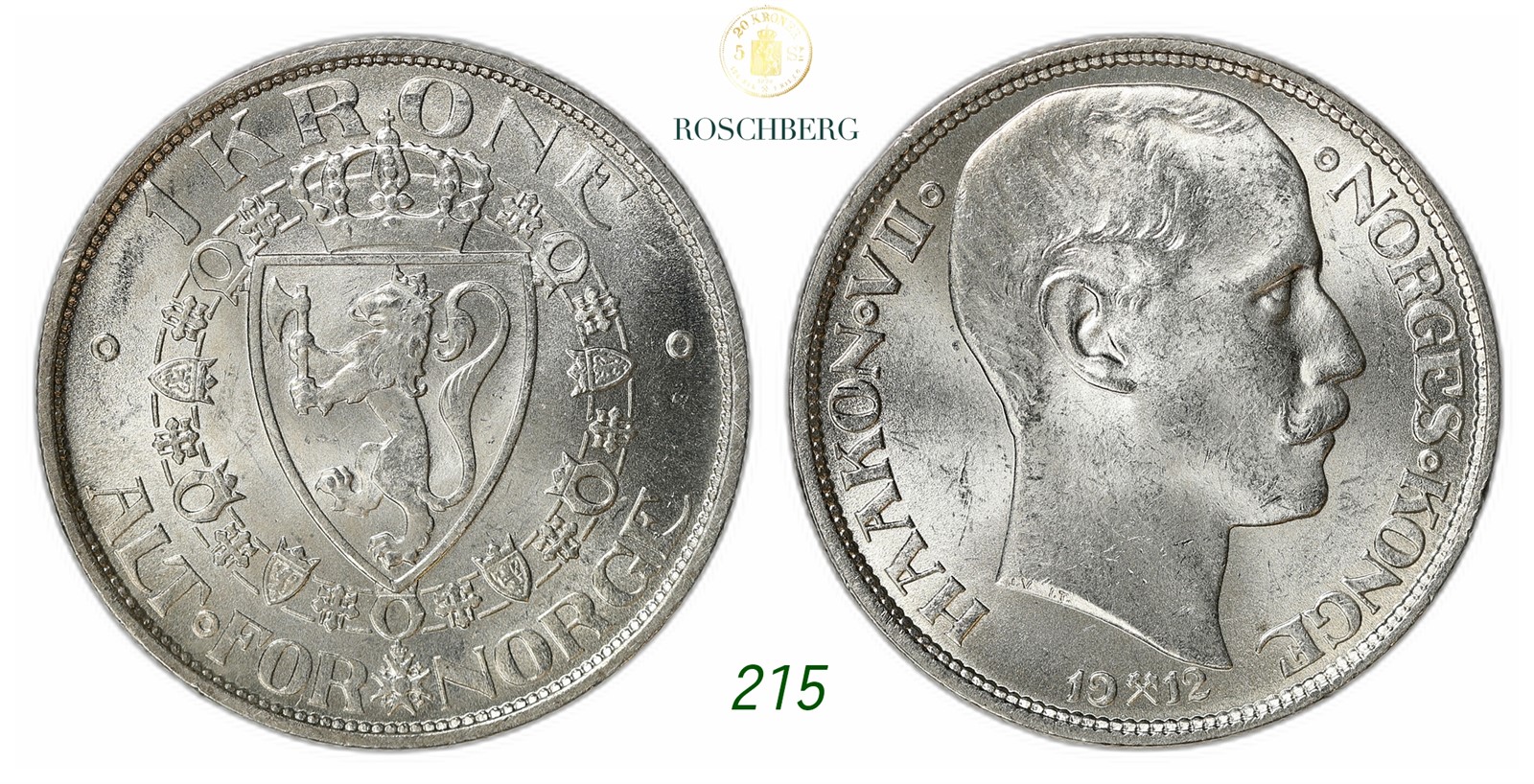 NORWAY. Haakon VII. 1 Krone 1912.