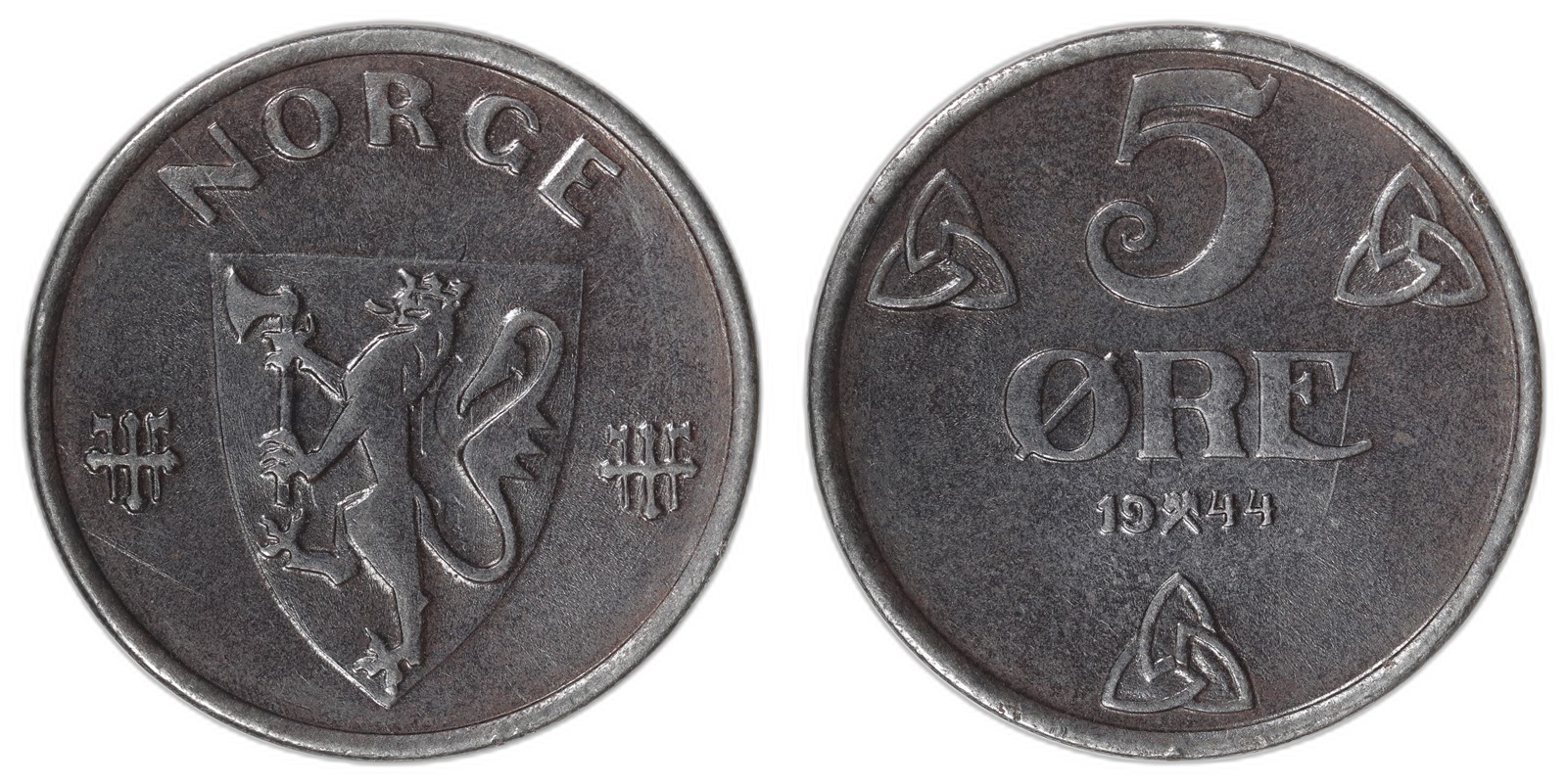 NORWAY. Haakon VII. 5 Øre. 1944. Kv 0 (UNC).