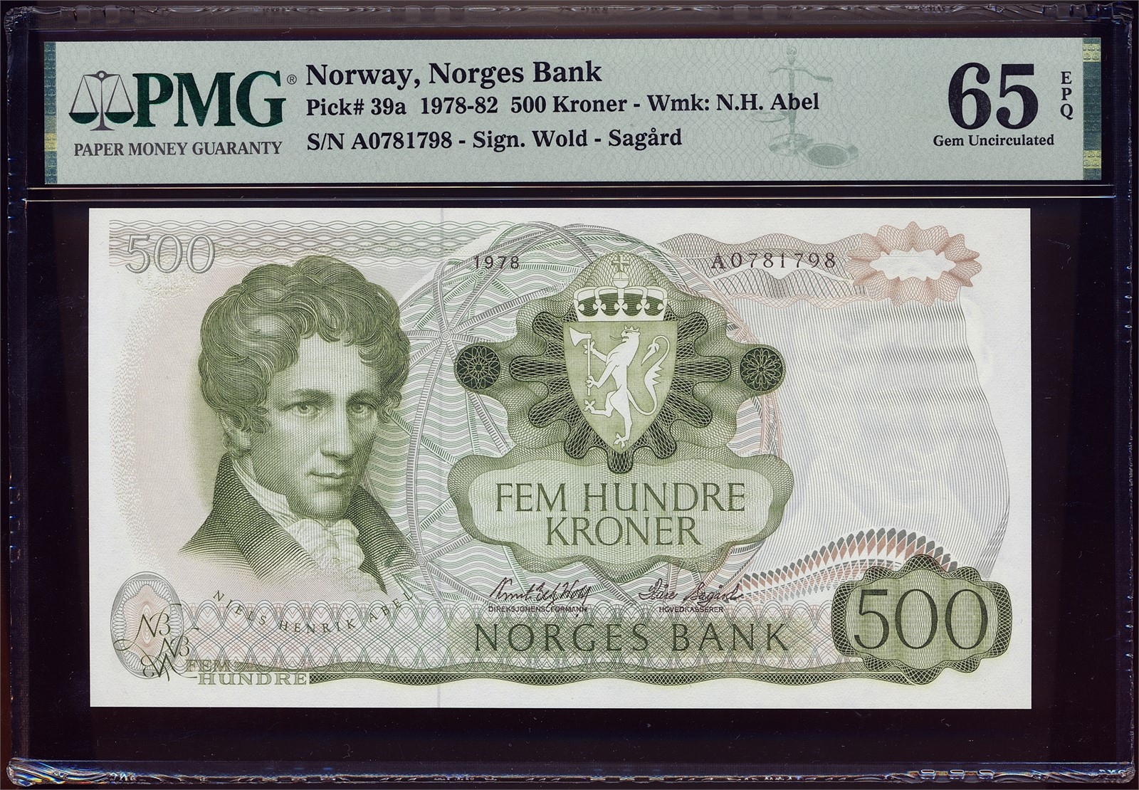 500 Kroner 1978-A. PMG 65EPQ.