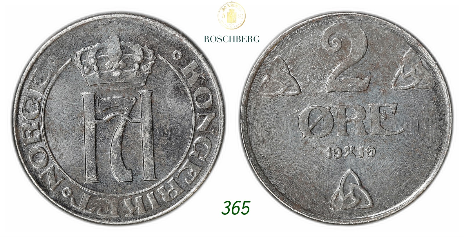 NORWAY. Haakon VII. 2 Øre 1919.