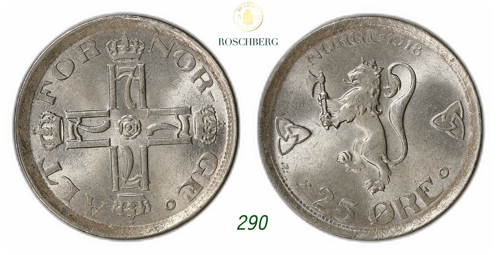 NORWAY. Haakon VII. 25 Øre 1918.