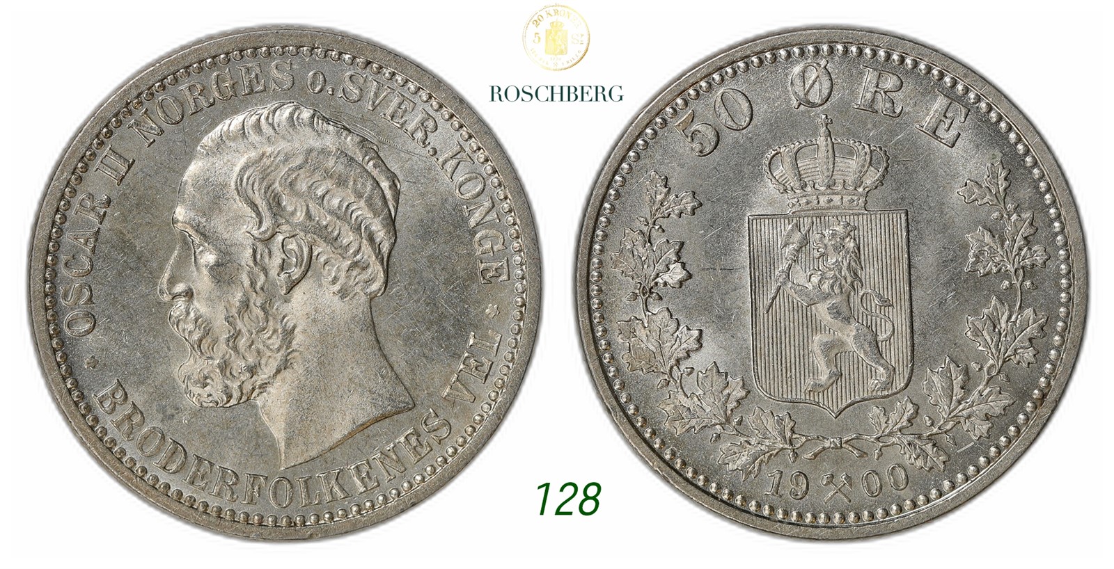 NORWAY. Oscar II. 50 Øre 1900.