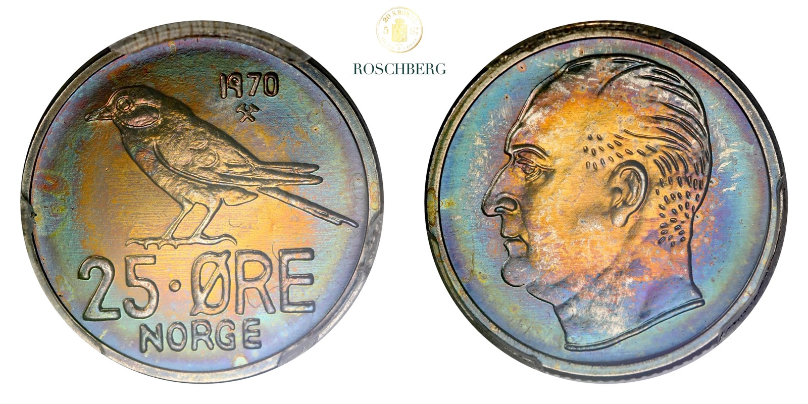 Norge 25 Øre 1970 PCGS MS66