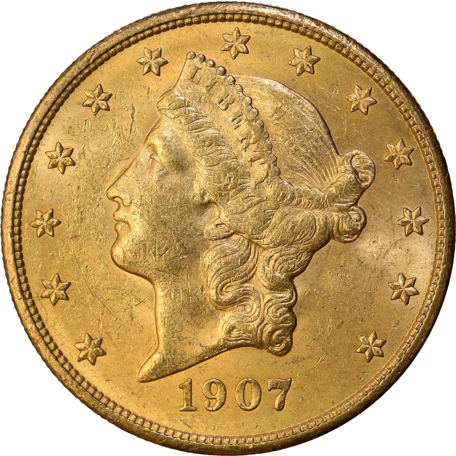 USA. Liberty Head $20 1907 UNC