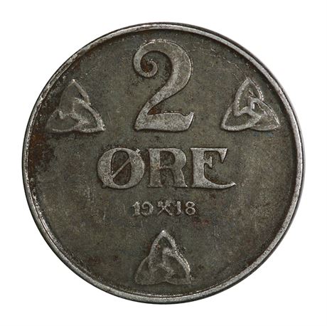 2 Øre 1918 Kv 1+