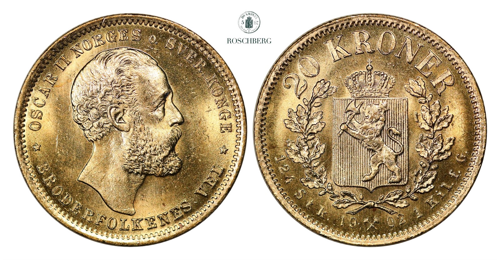 20 Kroner 1902 Kv 0/01(UNC)