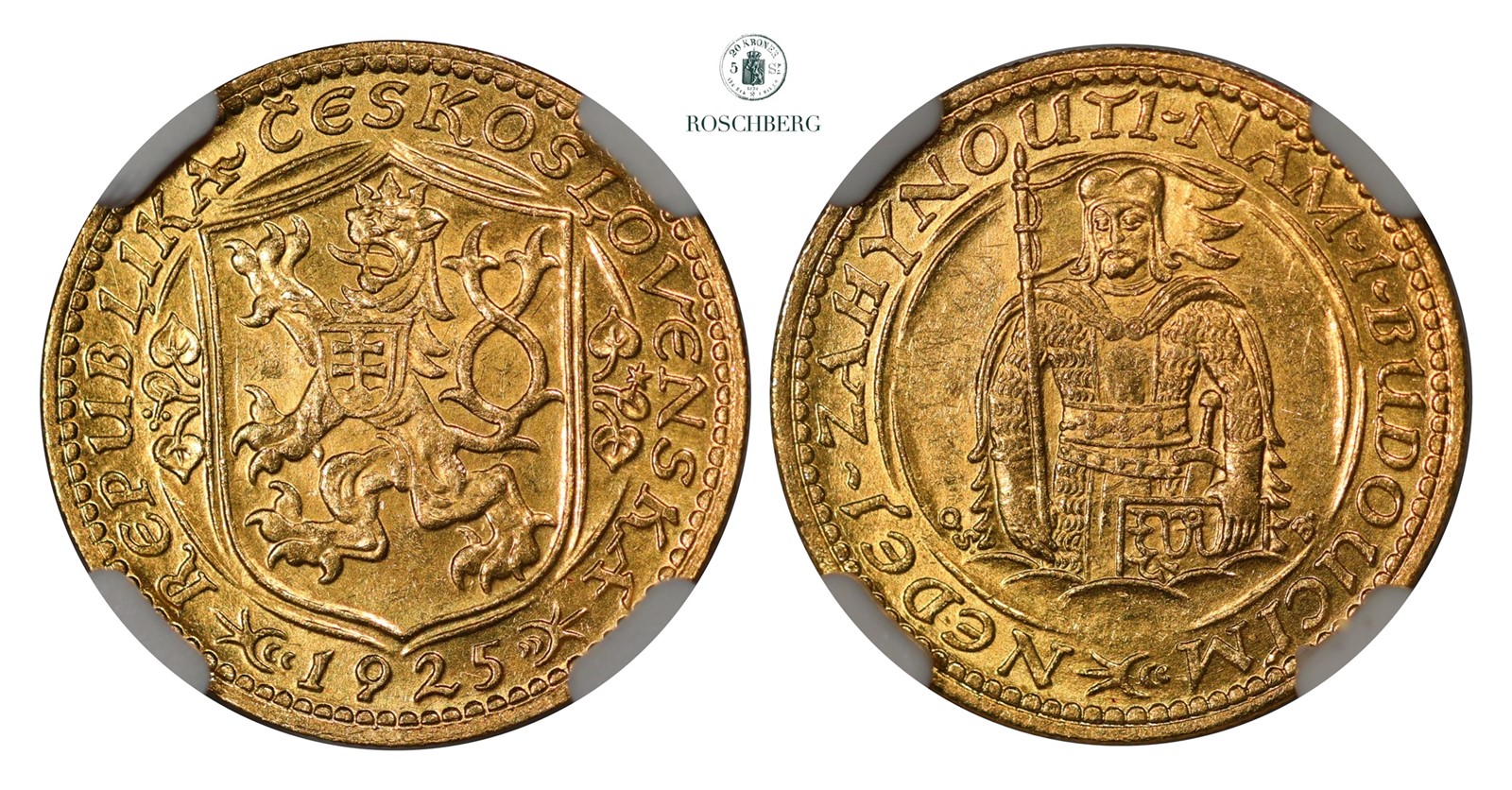 CZECHOSLOVAKIA. Ducat 1925 NGC MS62.