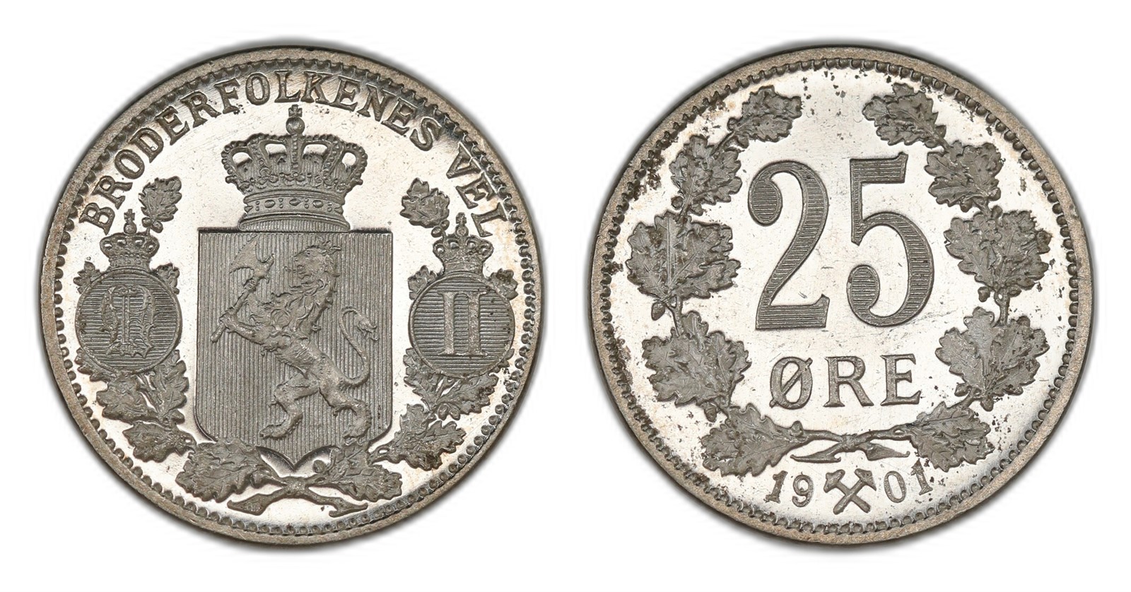Norway. Oscar II. 25 Øre 1901. Kv PRAKTEX.