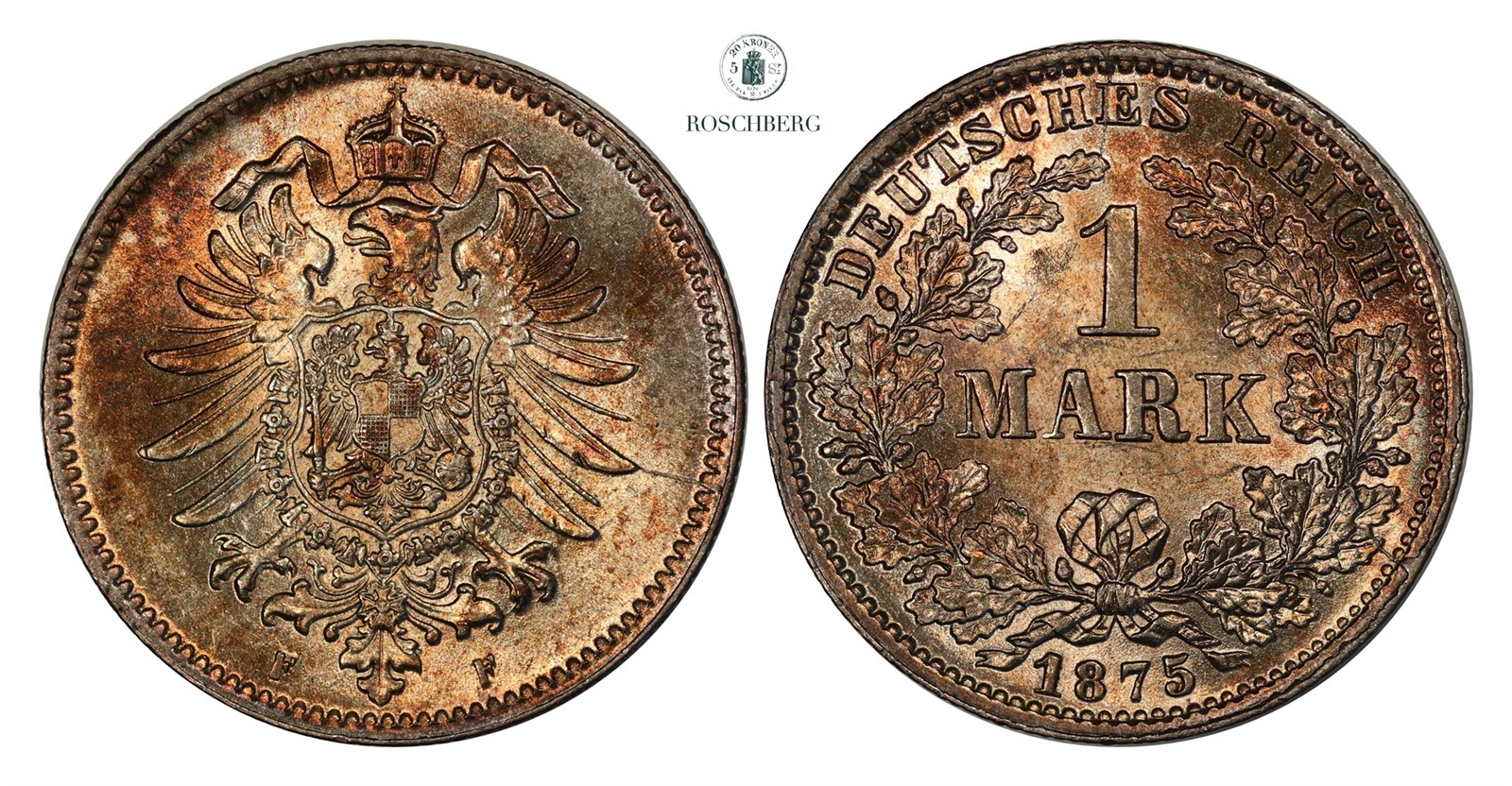 GERMANY EMPIRE. 1 Mark 1875-F UNC