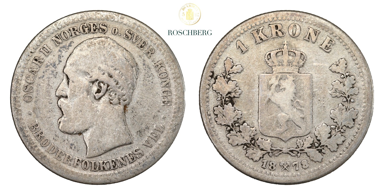 Norge 1 Krone 1878 Kv 1-/2