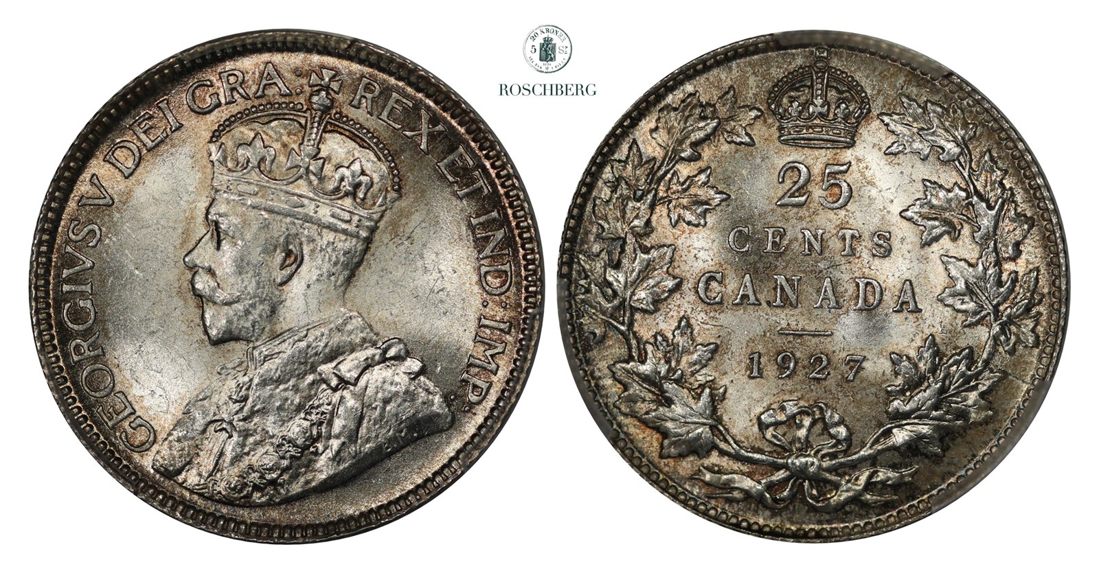 CANADA. 25 Cent 1927 PCGS MS64