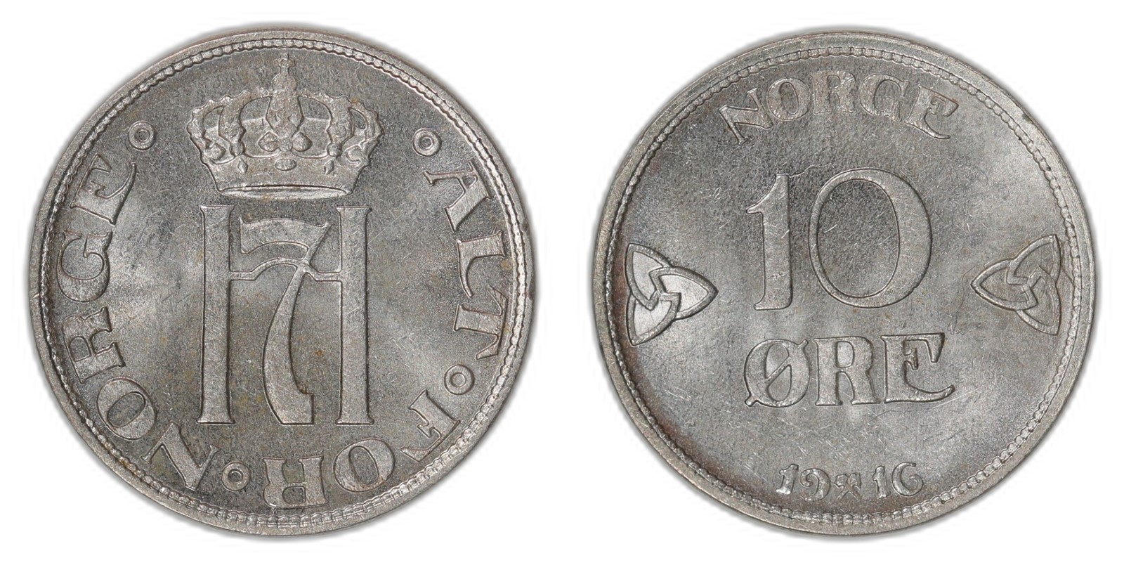NORWAY. Haakon VII. 10 Øre 1916. Kv 0 (UNC).