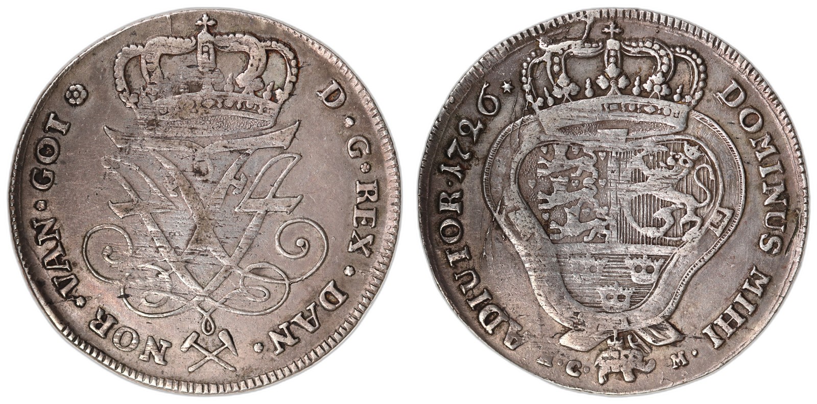 NORWAY. Frederik IV. 4 Mark (Krone). 1726. Kv 1 (VF).