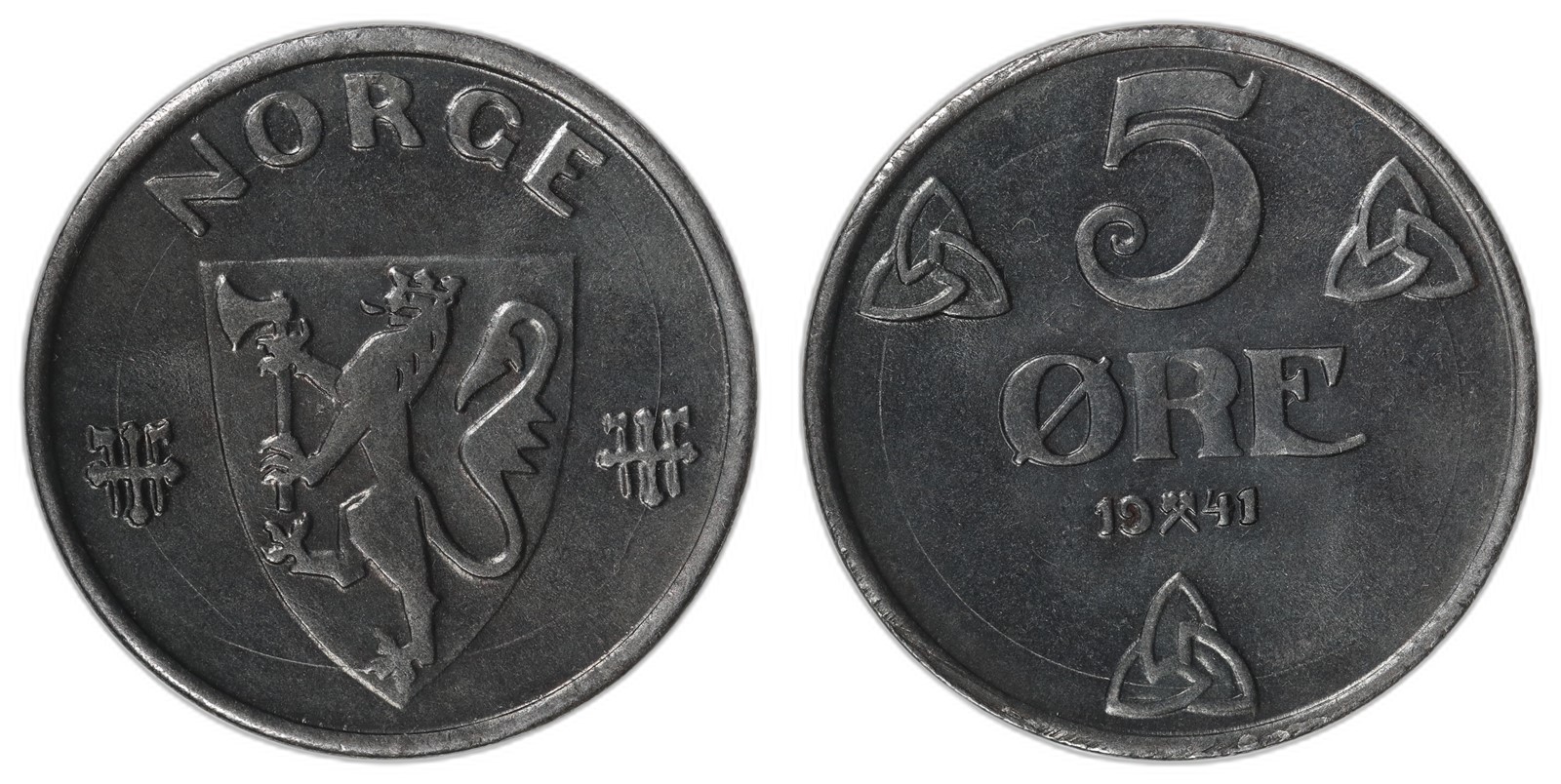 NORWAY. Haakon VII. 5 Øre. 1941. Kv 0 (UNC).