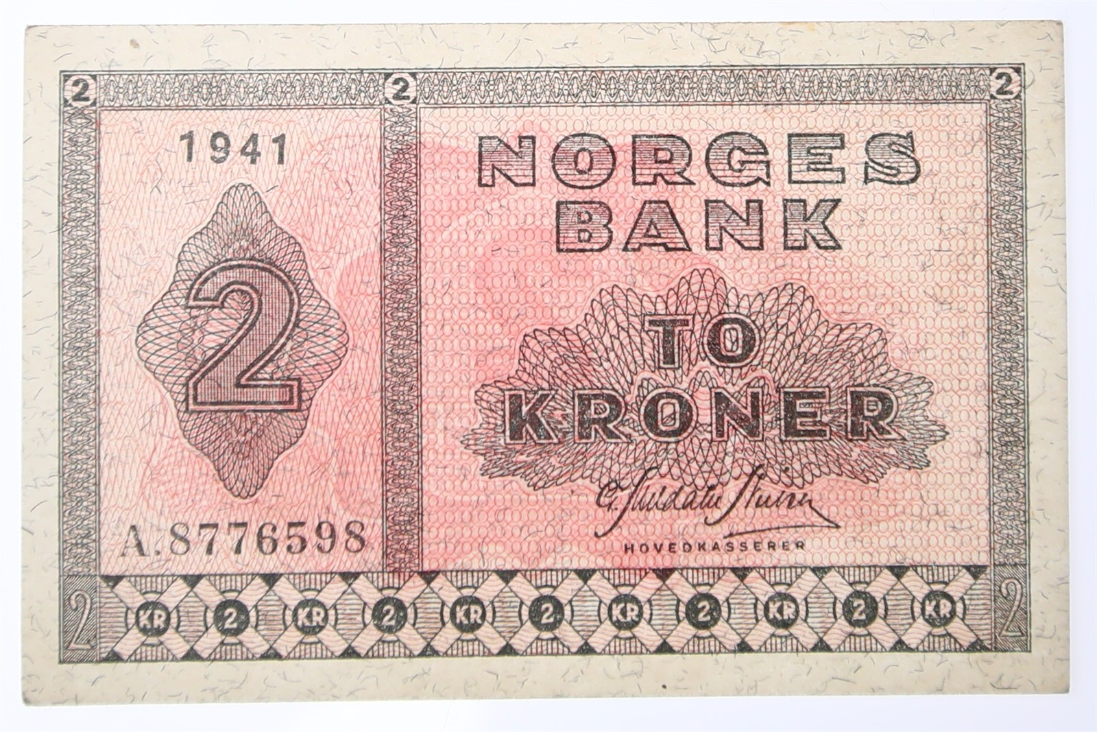 NORWAY. Type Skillemyntsedler. 2 Kroner 1941-A. Kv 0/01 (UNC).
