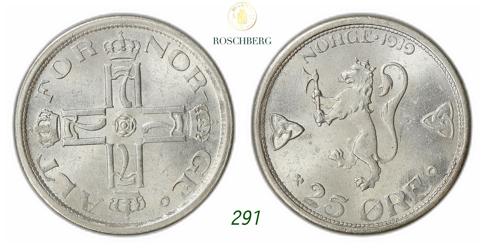 NORWAY. Haakon VII. 25 Øre 1919.