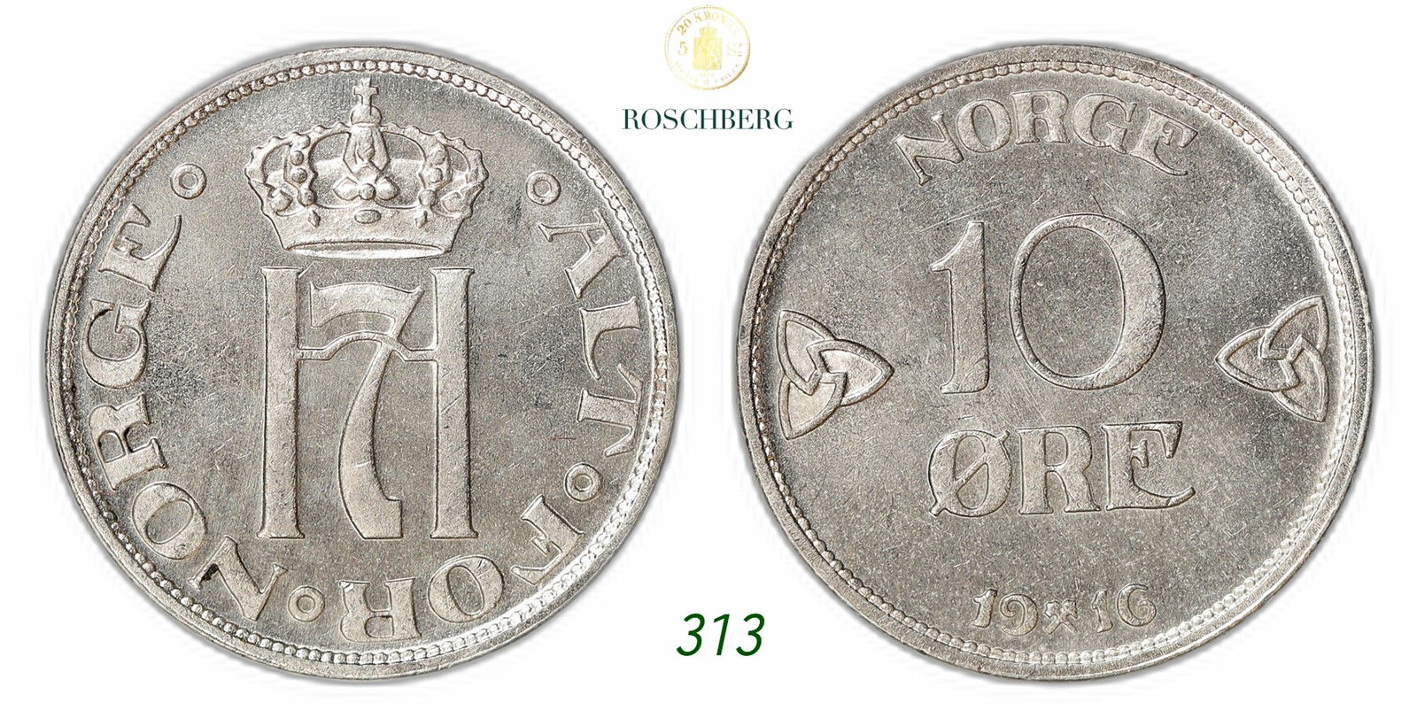 NORWAY. Haakon VII. 10 Øre 1916.