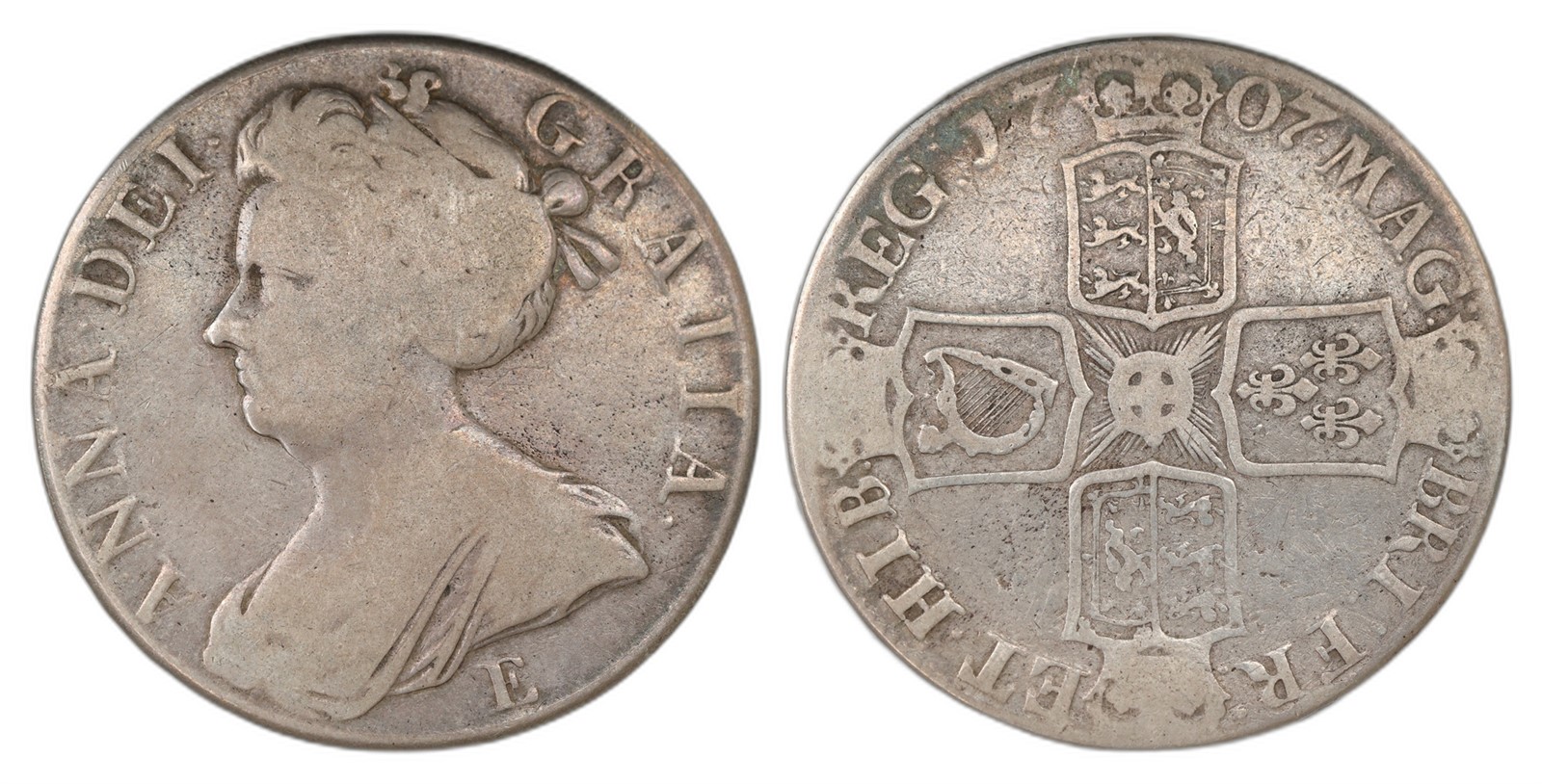 Great Britain. Anne. Crown 1707-E. Kv VG.