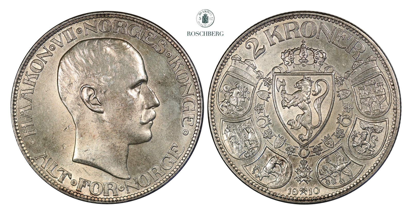 2 Kroner 1910 Kv 0/01 (UNC)