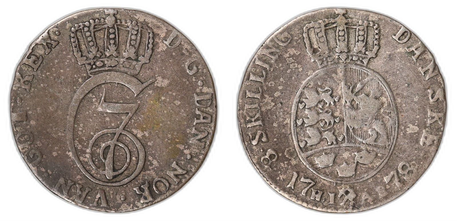 NORWAY. Christian VII. 8 Skilling. 1778. Kv 1 (VF).