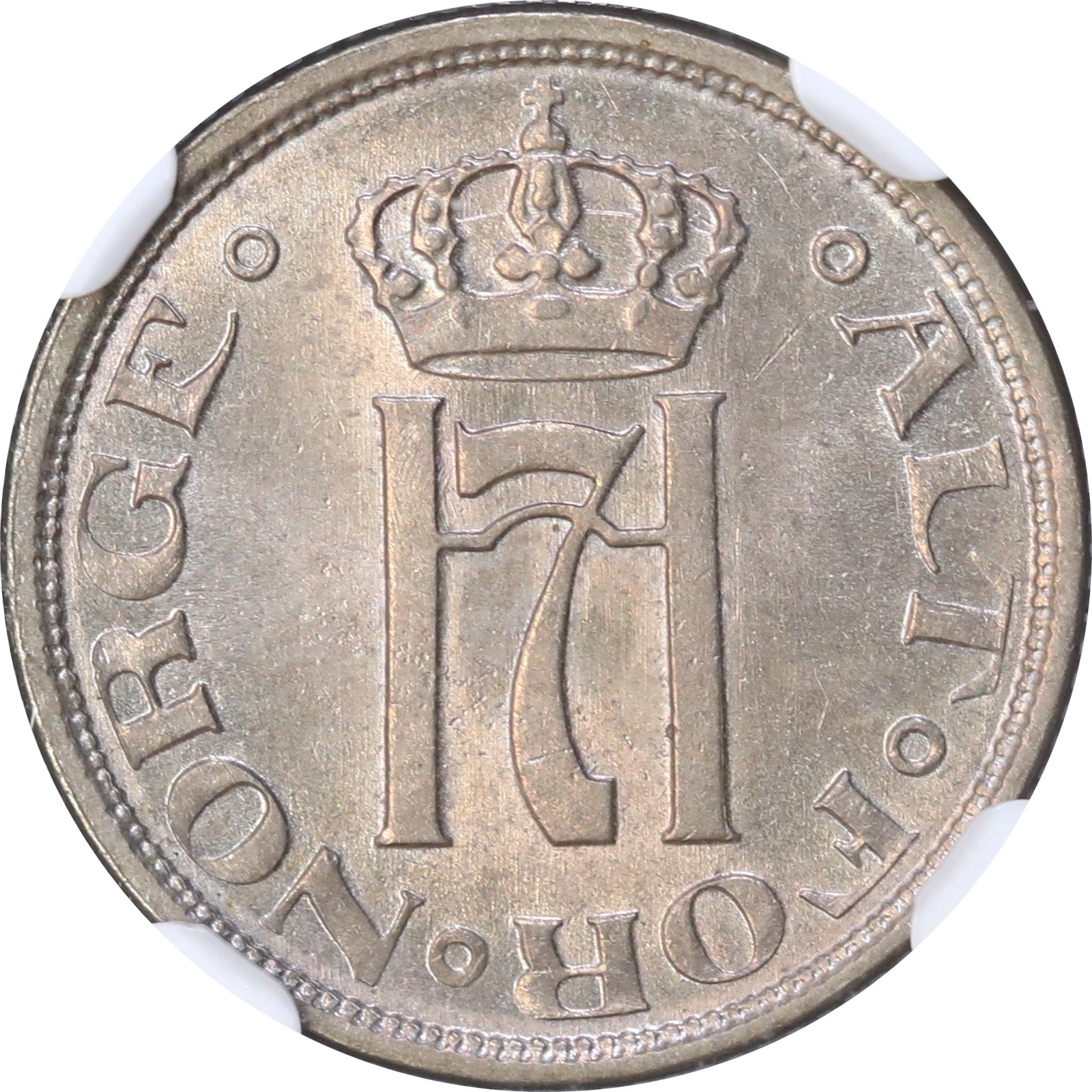 NORWAY. Haakon VII. 25 Øre 1923 No Center Hole NGC MS65