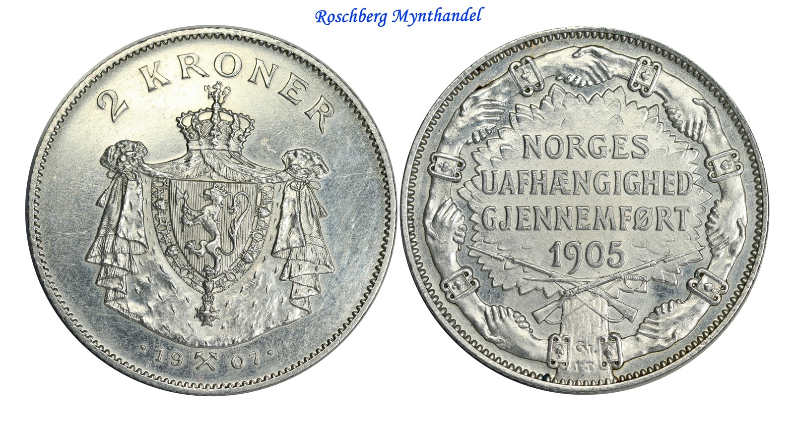 2 Kroner 1907 Gevær Kv 01(AU)