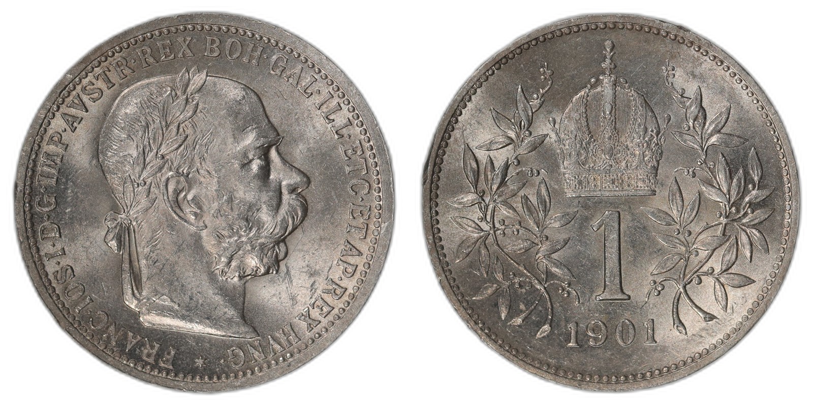 AuSTRIA. Franz Joseph I. 1 Corona. 1901. UNC.