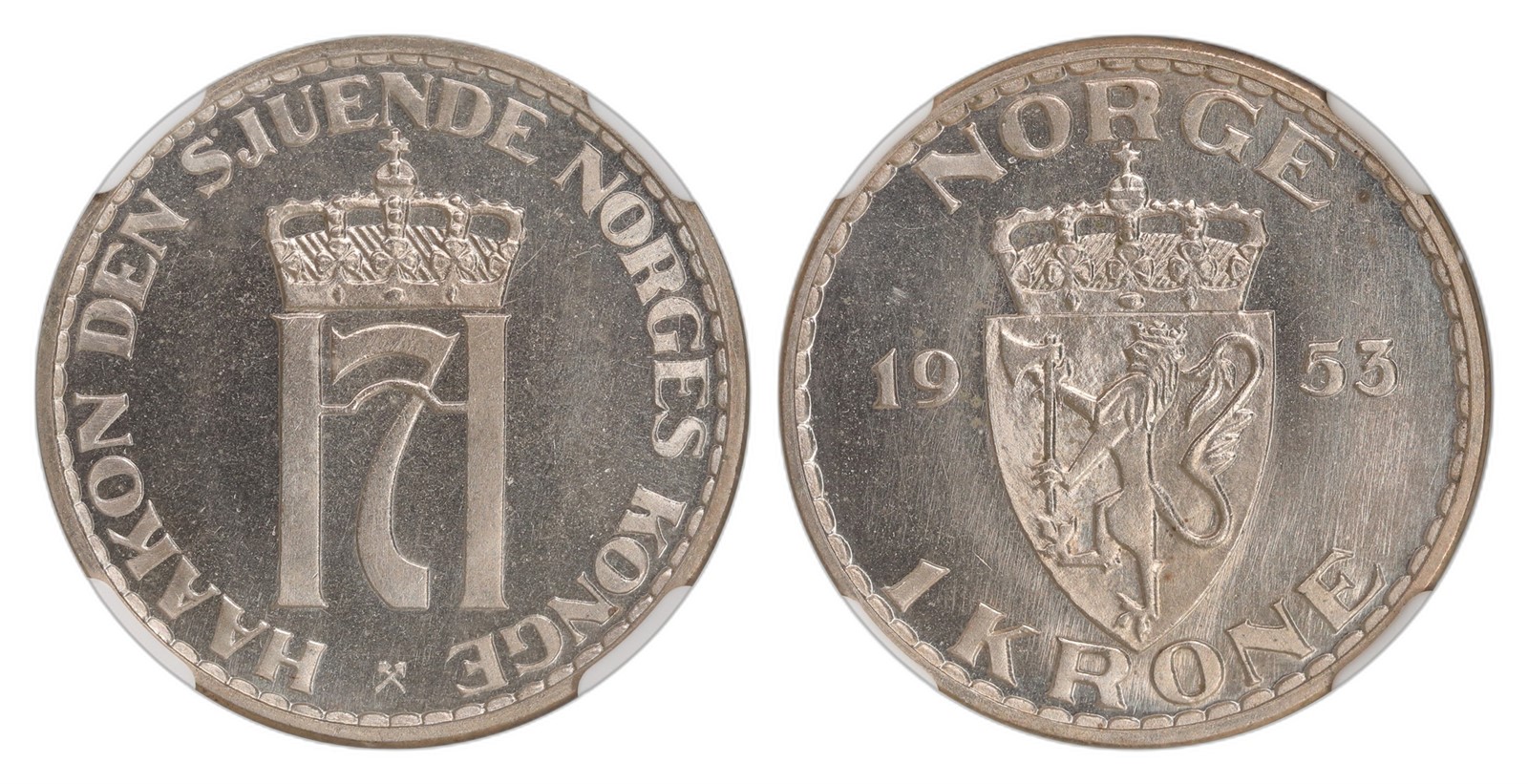 Norway. Haakon VII. 1 Krone 1953. Kv NGC MS66.