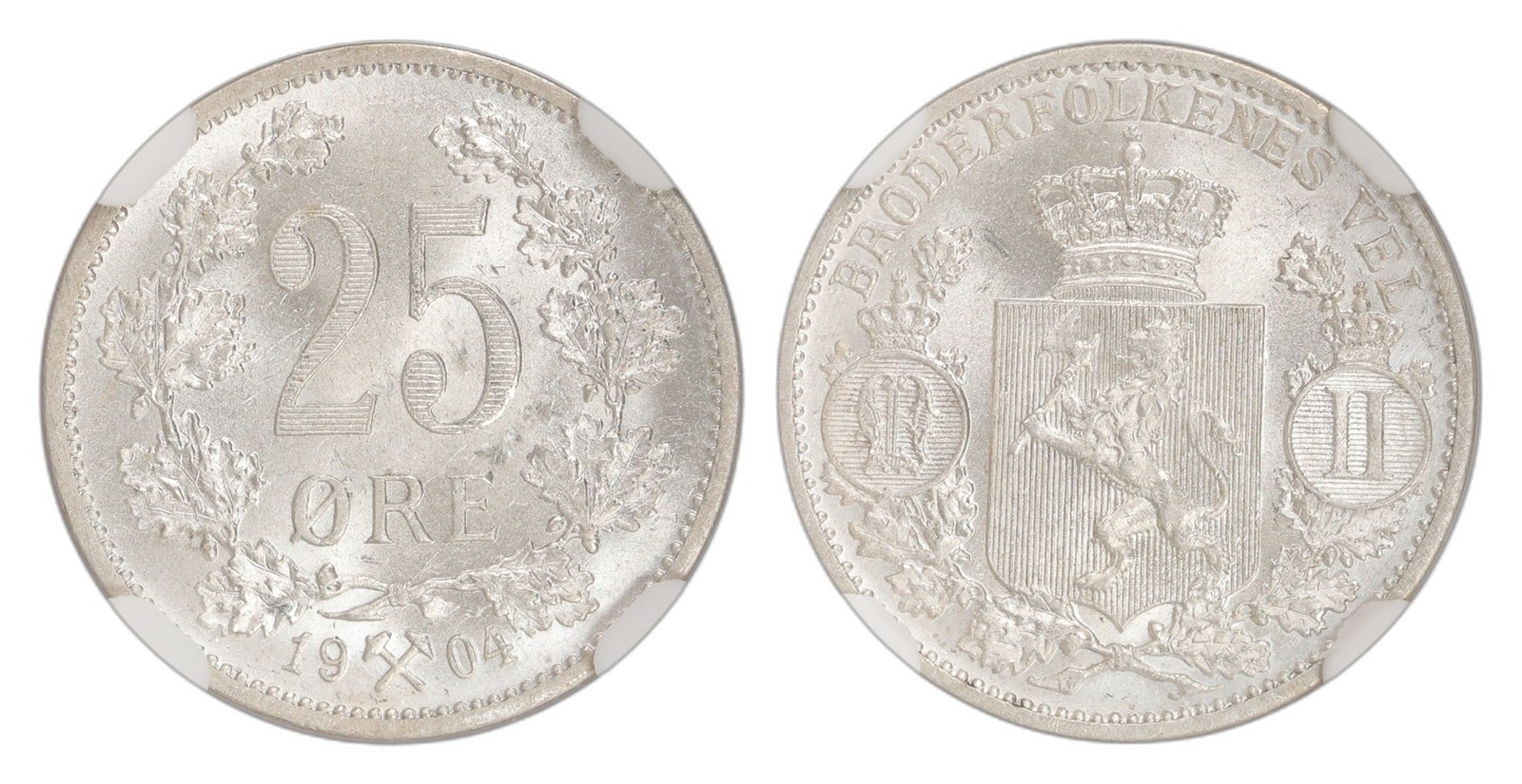 Norway. Oscar II. 25 Øre 1904. Kv NGC MS64.