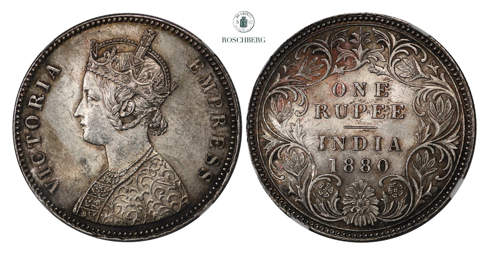 INDIA, British. 1 Rupee 1880-C NGC MS63