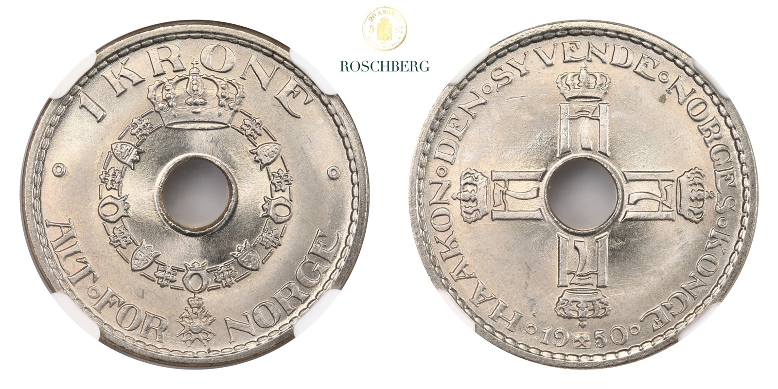 Norge 1 Krone 1950 NGC MS65