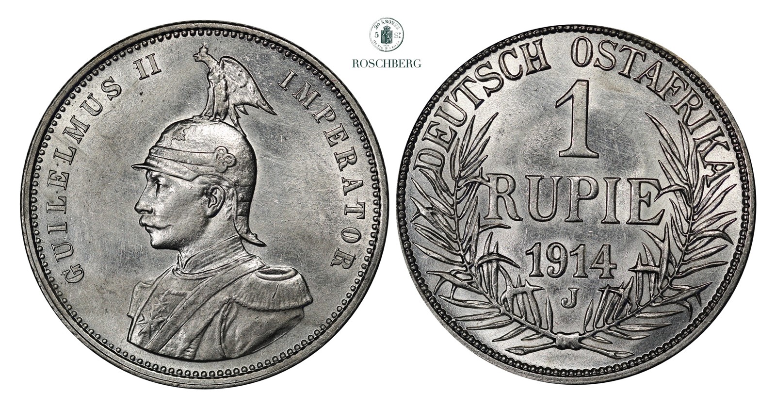 GERMAN EAST AFRICA. 1 Rupie 1914-J AU