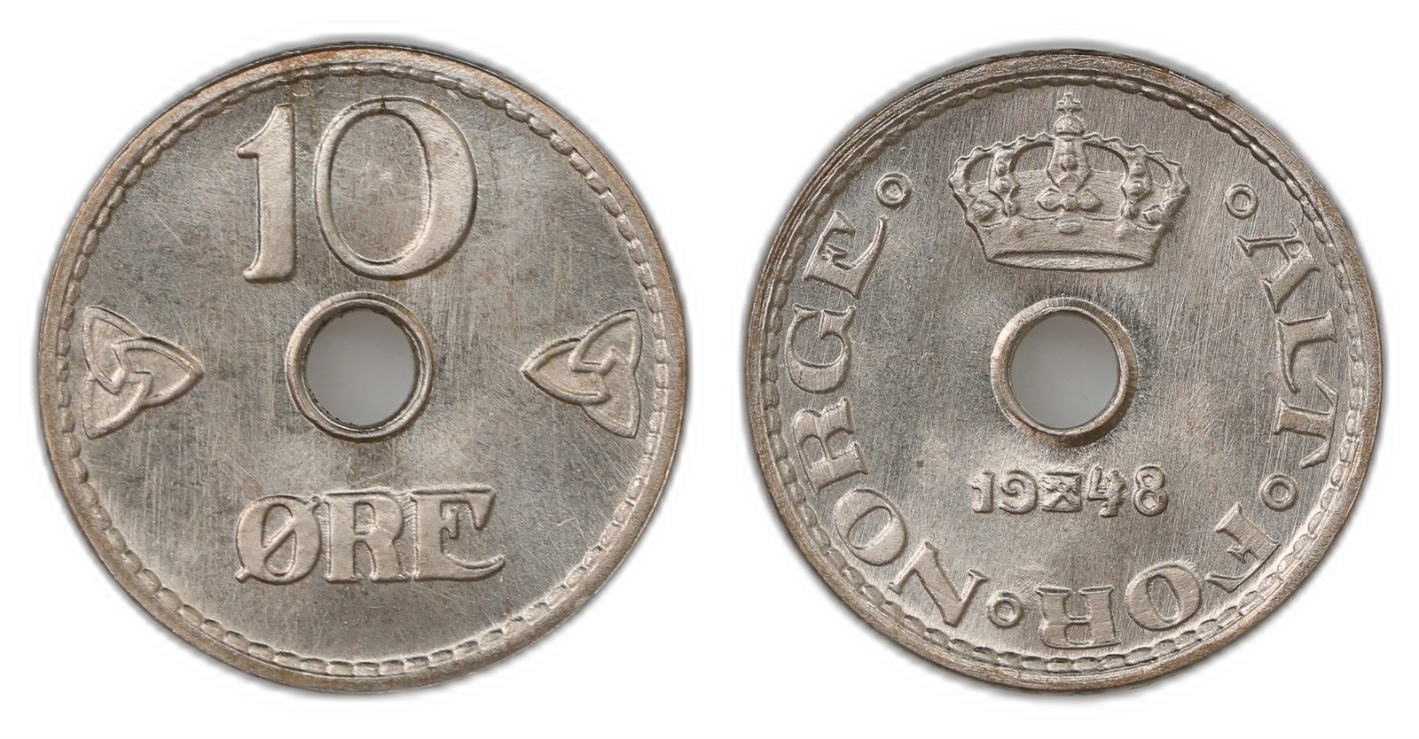 Norway. Haakon VII. 10 Øre 1948. Kv PRAKTEX.