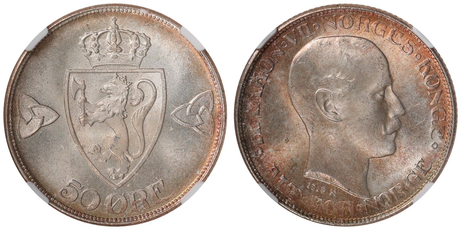 NORWAY. Haakon VII. 50 Øre 1919. NGC MS65.