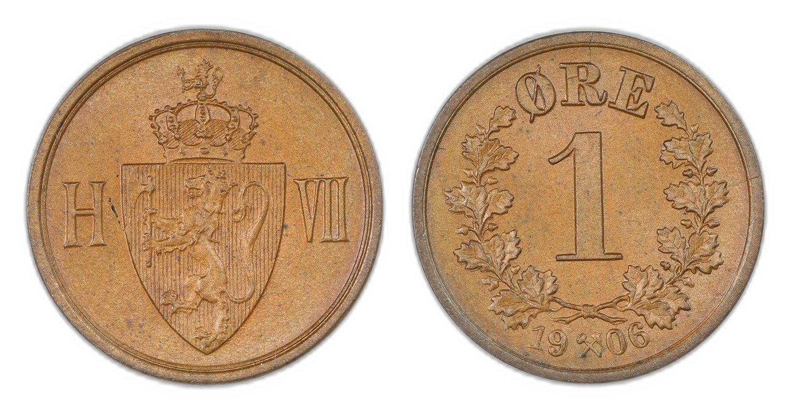 Norway. Haakon VII. 1 Øre 1906. Kv 0.