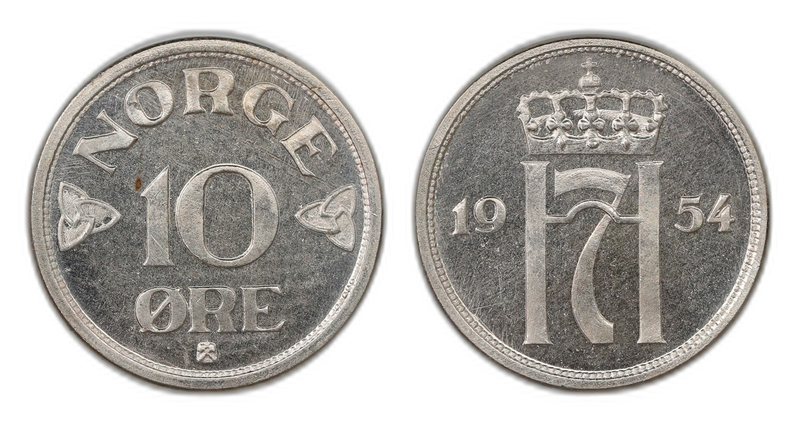 Norway. Haakon VII. 10 Øre 1954. Kv PRAKTEX.