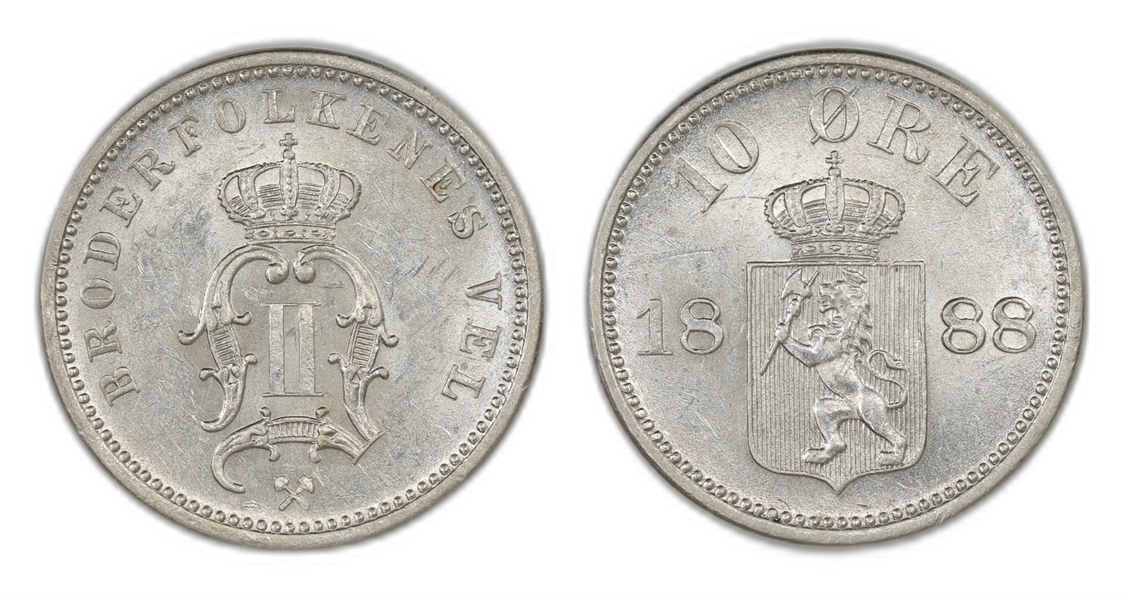 Norway. Oscar II. 10 Øre 1888. Kv 0/01.